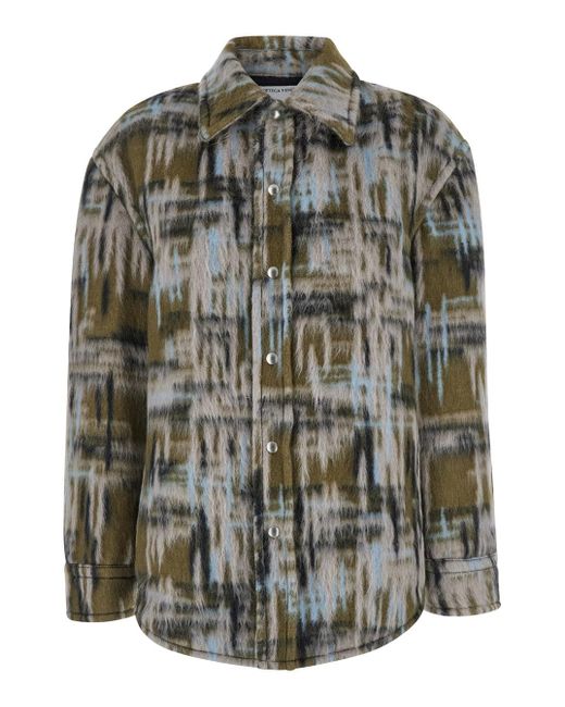 Bottega Veneta Gray Overshirt With Pointed Collar for men