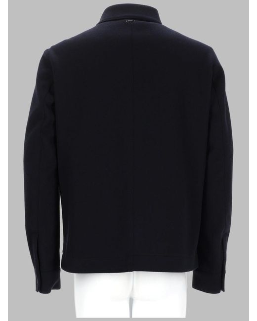 Herno Blue Button-Front Overshirt Jacket for men