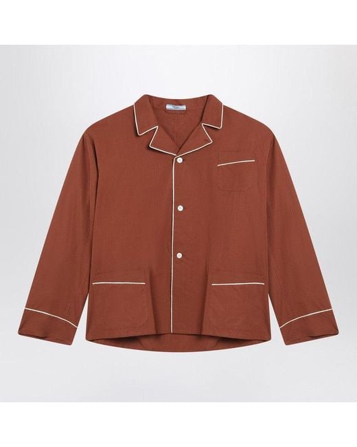 Prada Brown Tobacco Colored Pajama Style Shirt