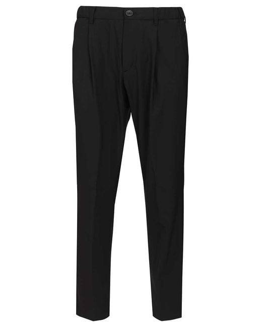 Herno Black Stretch Wool Blend Trousers for men