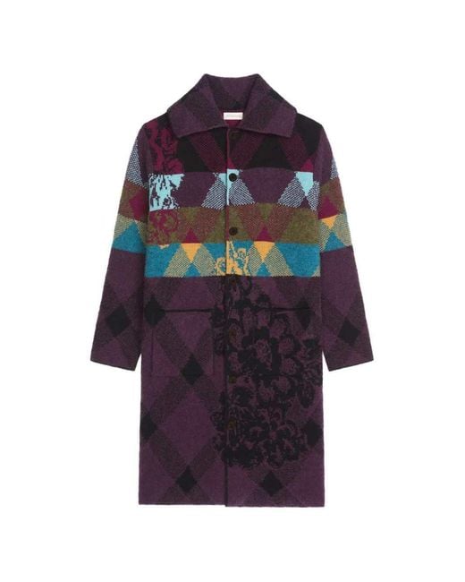Dries Van Noten Blue Patchwork Wool Cardigan for men
