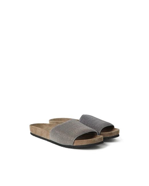 Brunello Cucinelli Gray Sliders