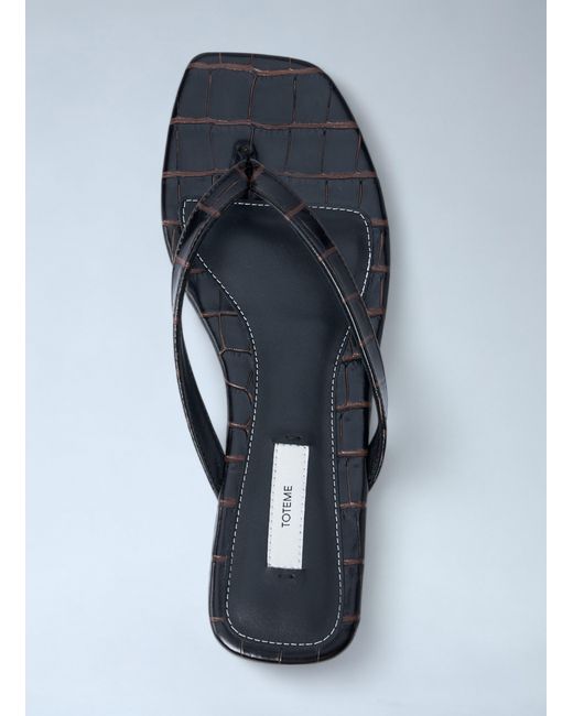 Totême Blue Croco-Embossed Flip Flops