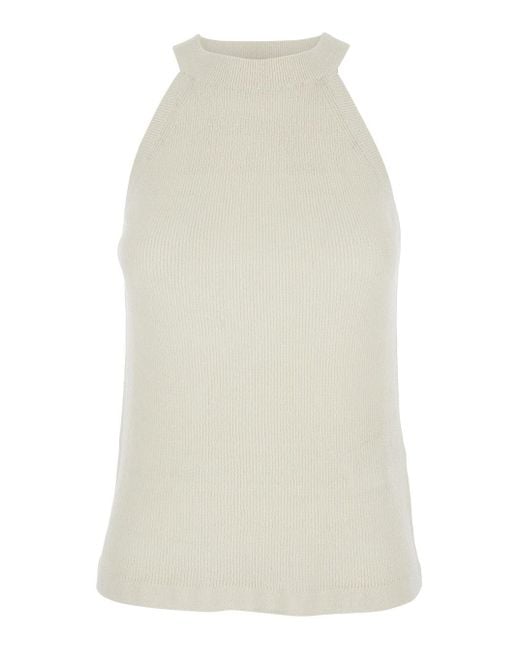 Max Mara White 'Lolli' Sleeveless Top With High Neck for men