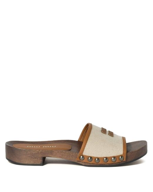 Miu Miu Brown Logo Slides