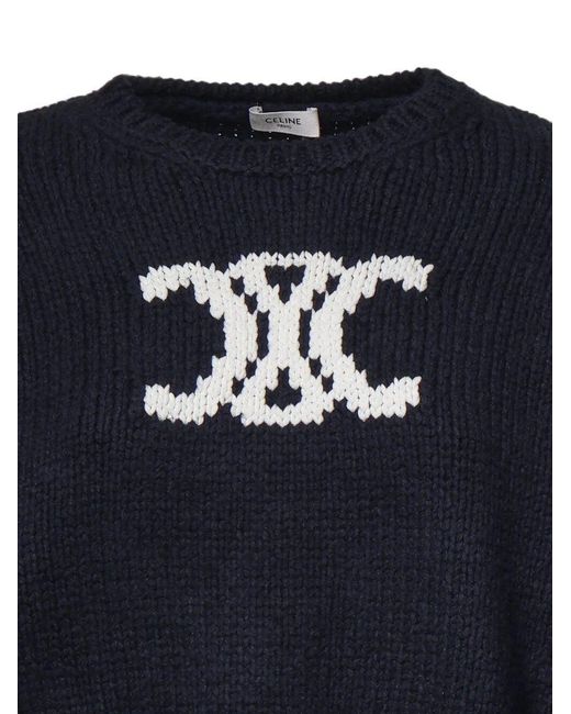 Céline Blue Triomphe Jacquard Knit