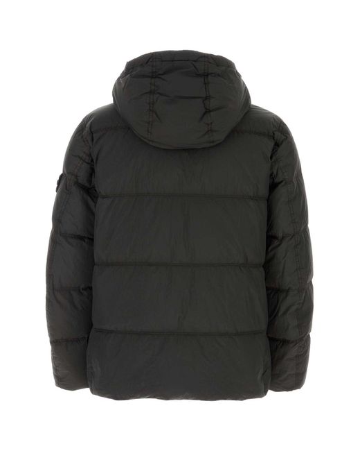 Stone Island Black Graphite Nylon Down Jacket for men