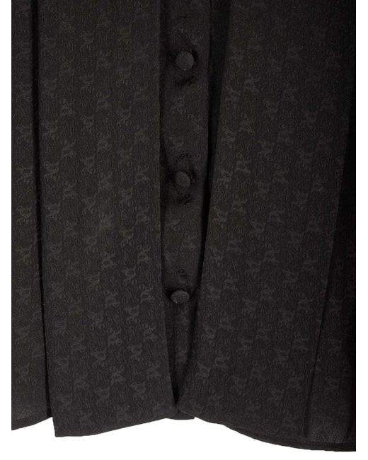 Palm Angels Black Monogram Silk Blouse