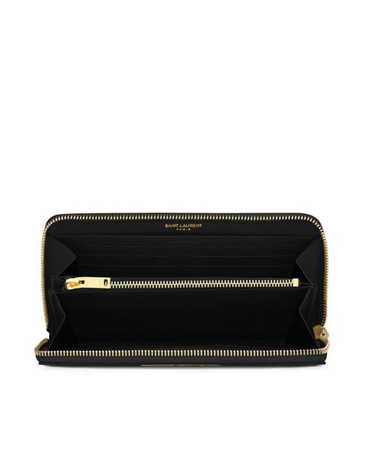 Saint Laurent Black Cassandre Matelassã Zip Wallet