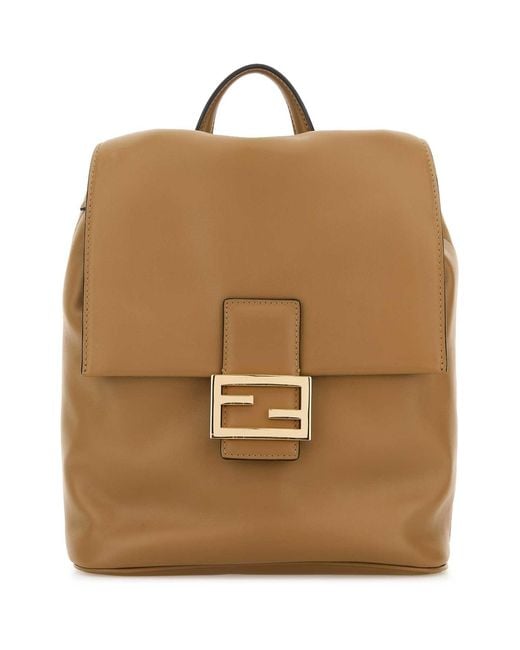 Fendi Brown Camel Leather Backpack