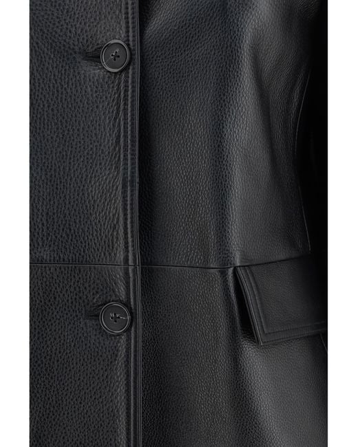 Totême Black Grained Leather Jacket
