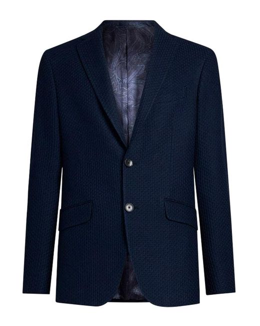Etro Blue Textured Jersey Jacket for men