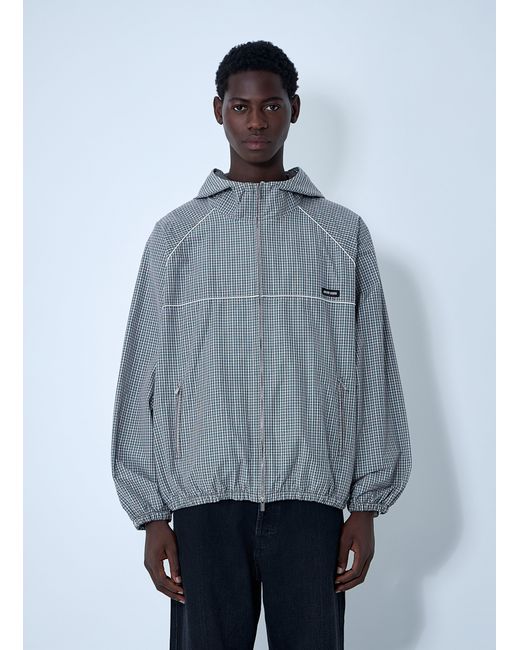 Miu Miu Men's Blue Check Hooded Jacket