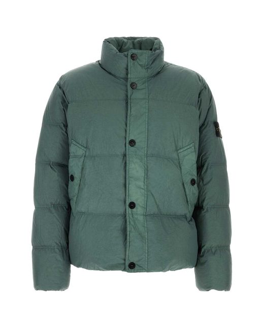 Stone Island Green Nylon Down Jacket for men