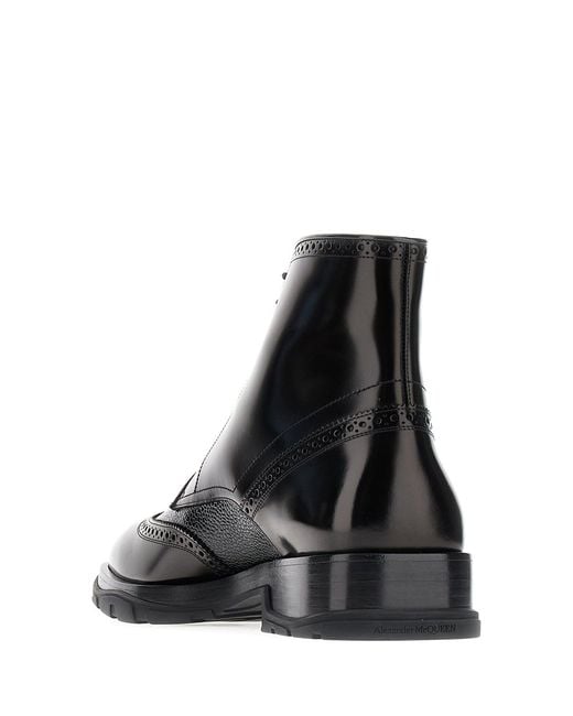 McQueen Black Shoes Boots for men