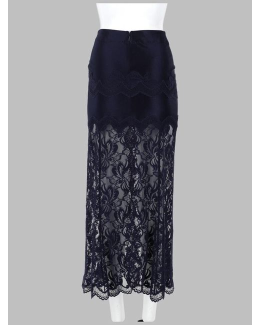 Rabanne Blue Lace Overlay Midi Skirt