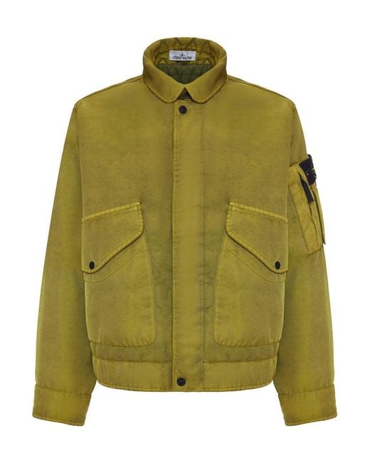 Stone Island Green Jacket With Utility Pockets for men