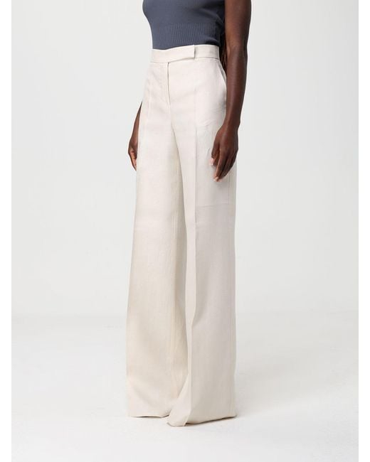 Max Mara White Badesse Palazzo Linen Trousers