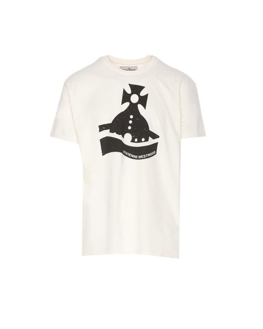Vivienne Westwood White Sunken Orb Classic T-Shirt for men