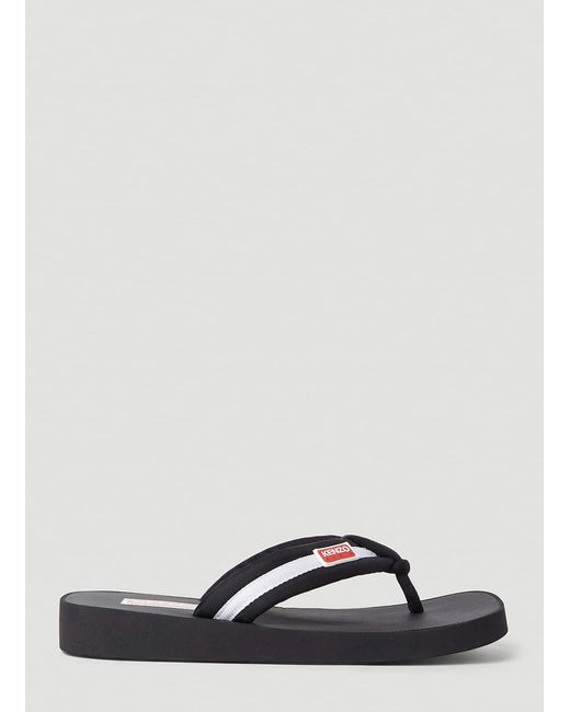 KENZO Black Logo Patch Flip Flops