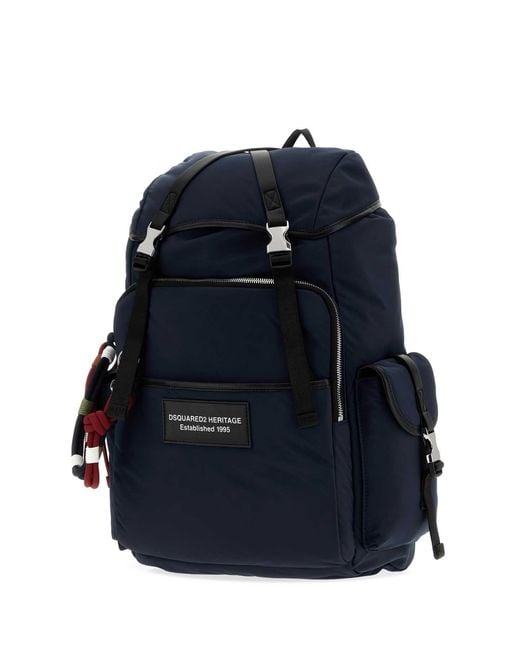 DSquared² Blue Dsquared Fabric Backpack for men