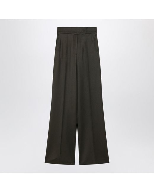 Max Mara Gray Moss Wideleg Wool Trousers