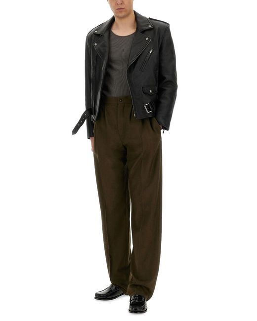 Saint Laurent Black Leather Biker Jacket for men