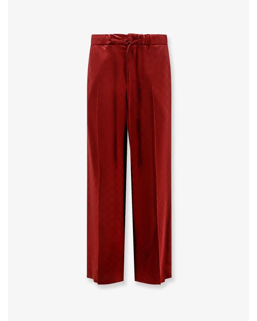 Gucci Red Rosso Ancora Viscose Blend Trousers