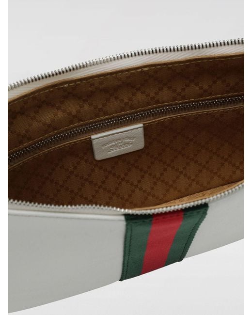 Gucci White Lunetta Web Leather Shoulder Bag for men