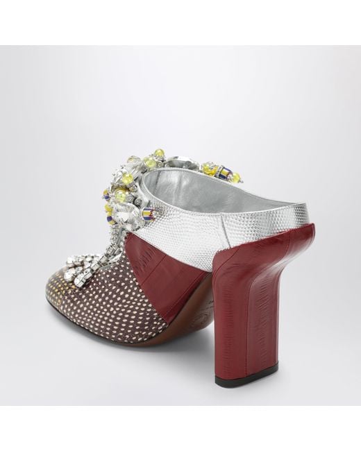 Dries Van Noten Multicolor Patchwork Leather Mules With Decoration