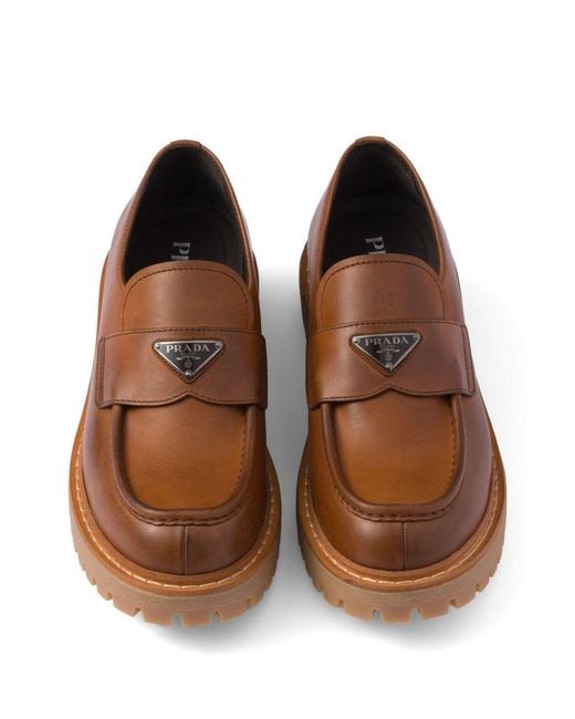 Prada Brown Leather Loafers for men