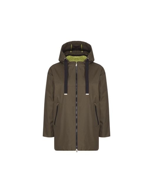 Herno Brown Ruffled Flared Coat Cotton