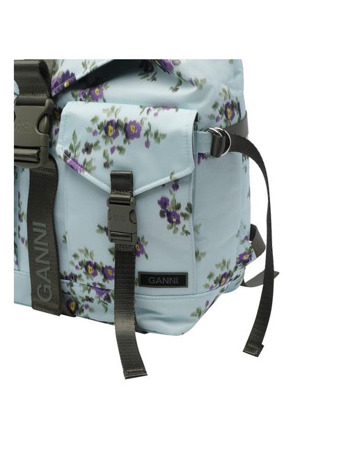 Ganni Blue Re-Tech Printed Backpack
