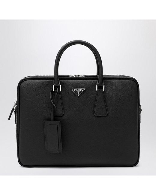 Prada Black Saffiano Leather Work Bag for men