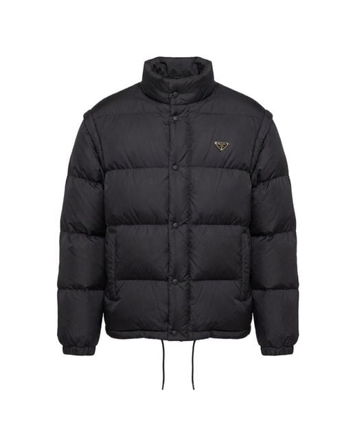 Prada Black Re-Nylon Short Down Jacket for men