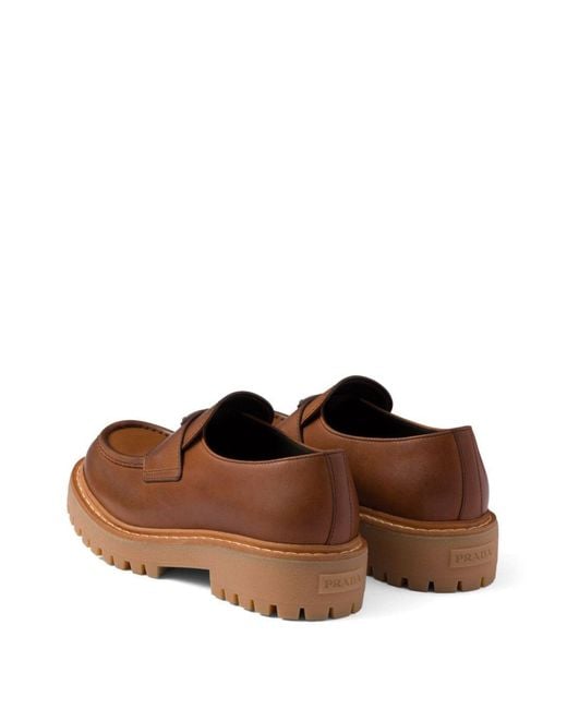 Prada Brown Leather Loafers for men