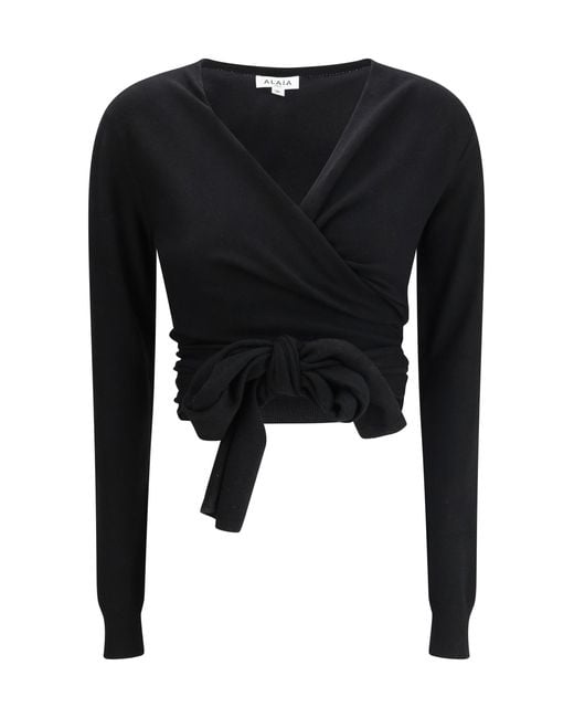 Alaïa Black Alaã¯A Wrap Top