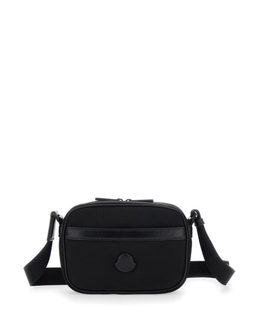 Moncler Black Crossbody Bag With Logo Patch On The Front And Adjustable Shoulder Strap for men