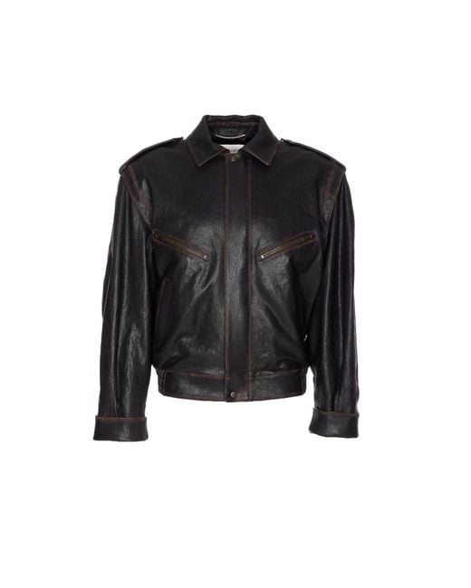 Saint Laurent Black Leather Jacket for men