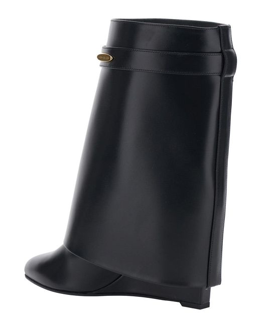 Givenchy Black Ankle Boots With Wedge Heels And Logo Plaque On The Side