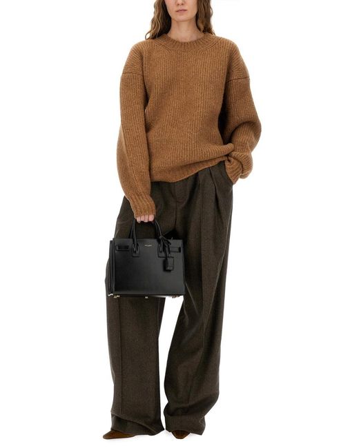 Saint Laurent Brown Thick Knit Pullover