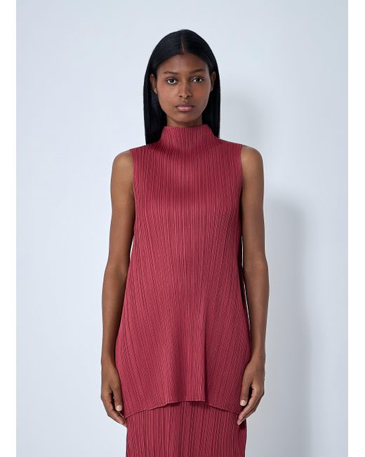 Pleats Please Issey Miyake Red Pleated Top