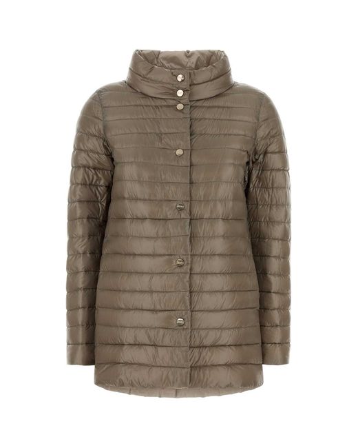 Herno Brown Cappuccino Nylon Reversible Down Jacket