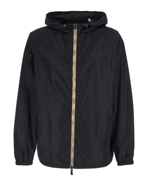 Burberry Black 'Clapton' Jacket With Logo Patch On The Front for men