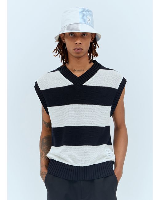 Thom Browne Blue Quarter Bucket Hat for men