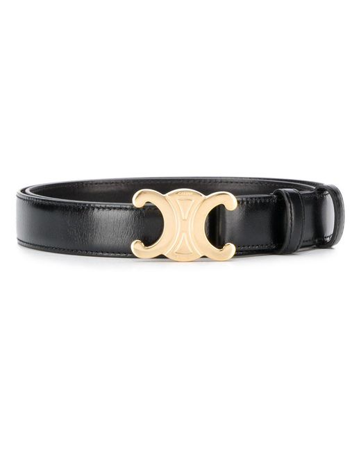 Céline Black Triomphe Leather Belt