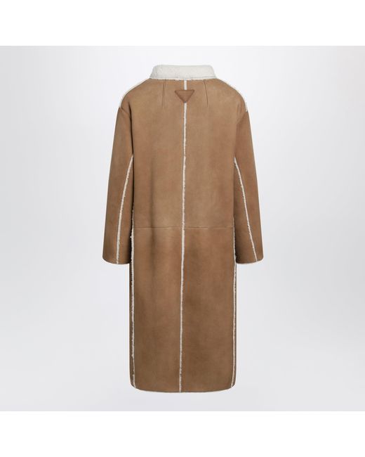 Prada Brown Camel Shearling Coat