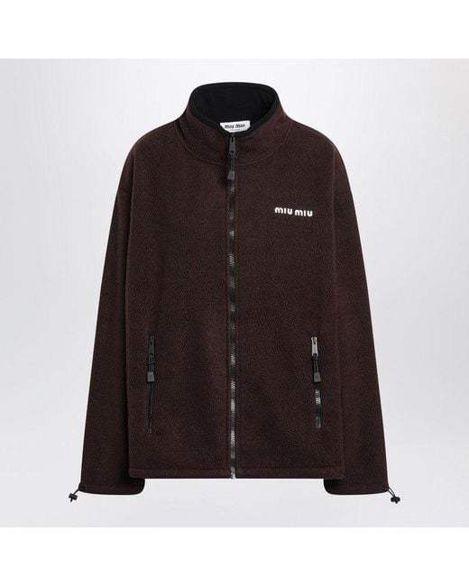 Miu Miu Black Fleece Zip-Up Sweatshirt