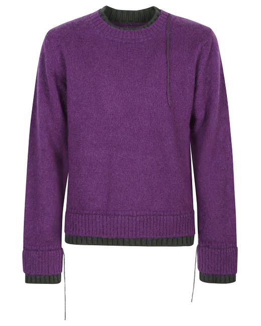 Sacai Purple Wool Crewneck Sweater for men