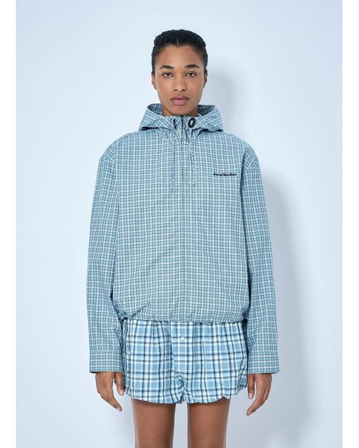 Acne Blue Hooded Check Jacket